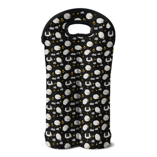 Sleeping Sheep Pattern Print Double Neoprene Wine Tote