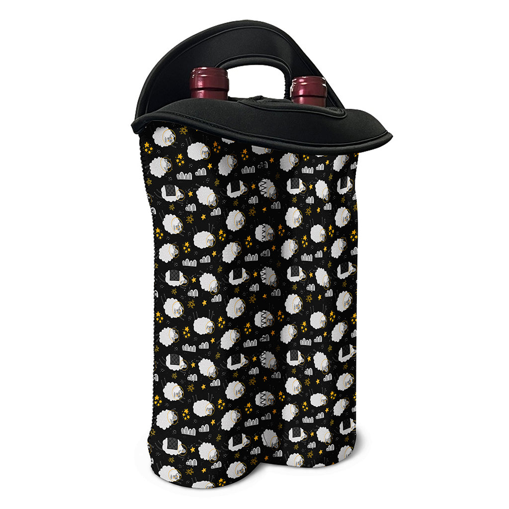 Sleeping Sheep Pattern Print Double Neoprene Wine Tote