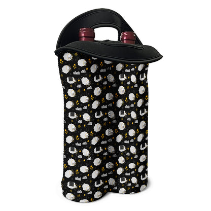Sleeping Sheep Pattern Print Double Neoprene Wine Tote
