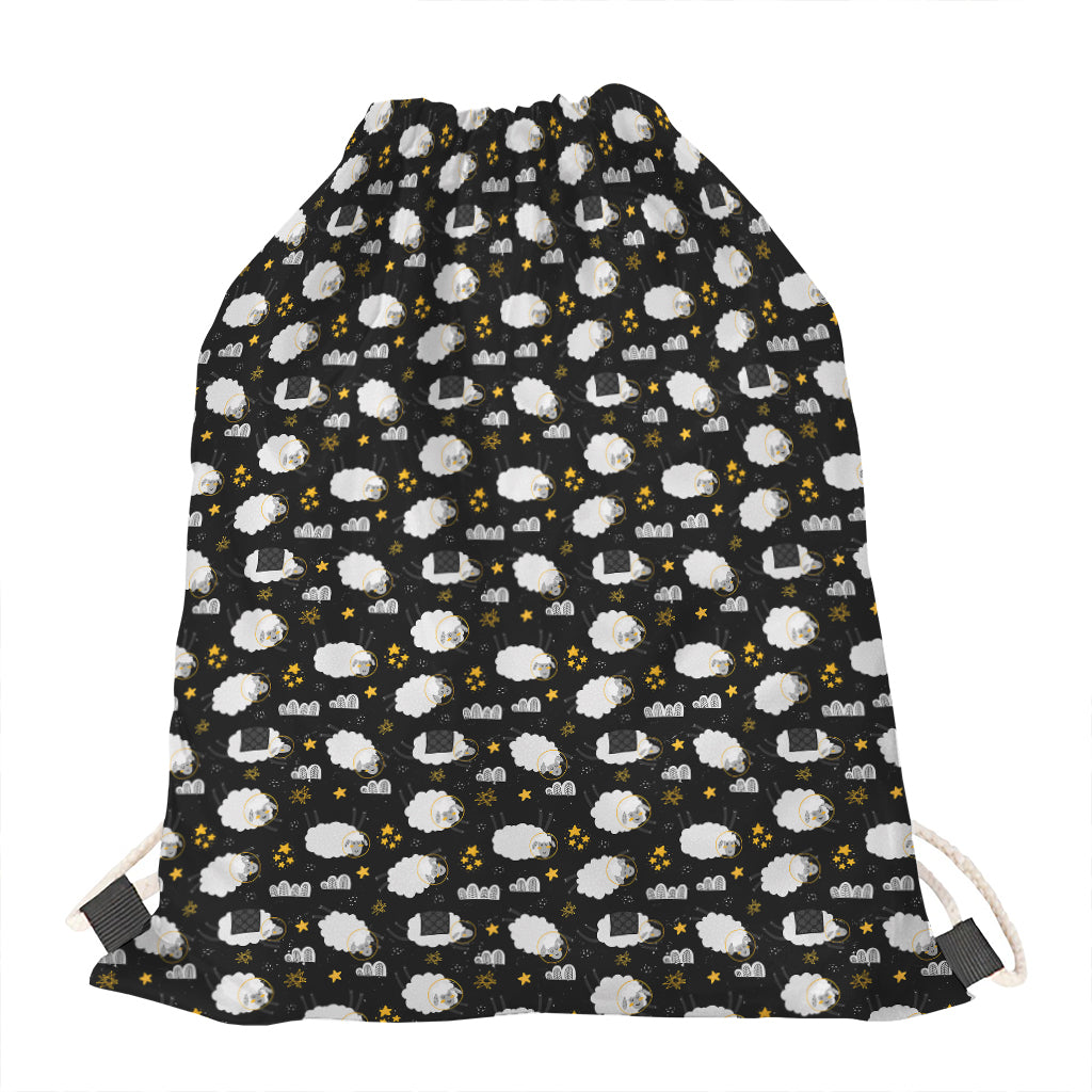 Sleeping Sheep Pattern Print Drawstring Bag