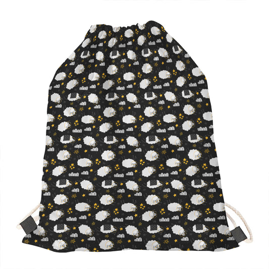 Sleeping Sheep Pattern Print Drawstring Bag