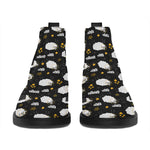 Sleeping Sheep Pattern Print Flat Ankle Boots