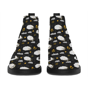 Sleeping Sheep Pattern Print Flat Ankle Boots