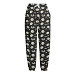 Sleeping Sheep Pattern Print Fleece Lined Knit Pants