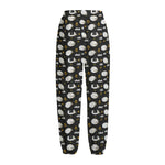 Sleeping Sheep Pattern Print Fleece Lined Knit Pants