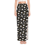 Sleeping Sheep Pattern Print High Slit Maxi Skirt