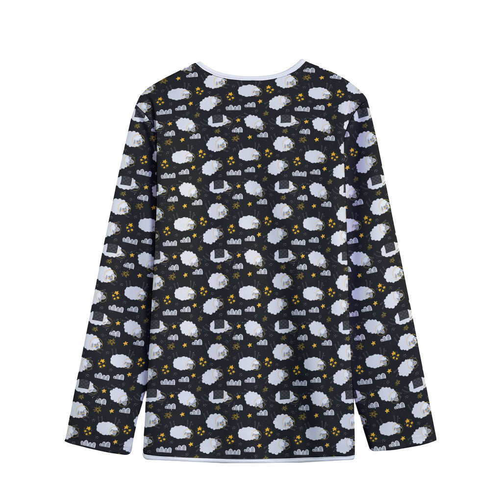 Sleeping Sheep Pattern Print Long Sleeve Short Coat