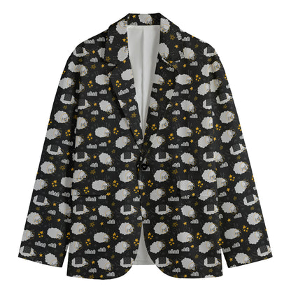 Sleeping Sheep Pattern Print Men's Cotton Blazer