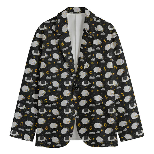 Sleeping Sheep Pattern Print Men's Cotton Blazer