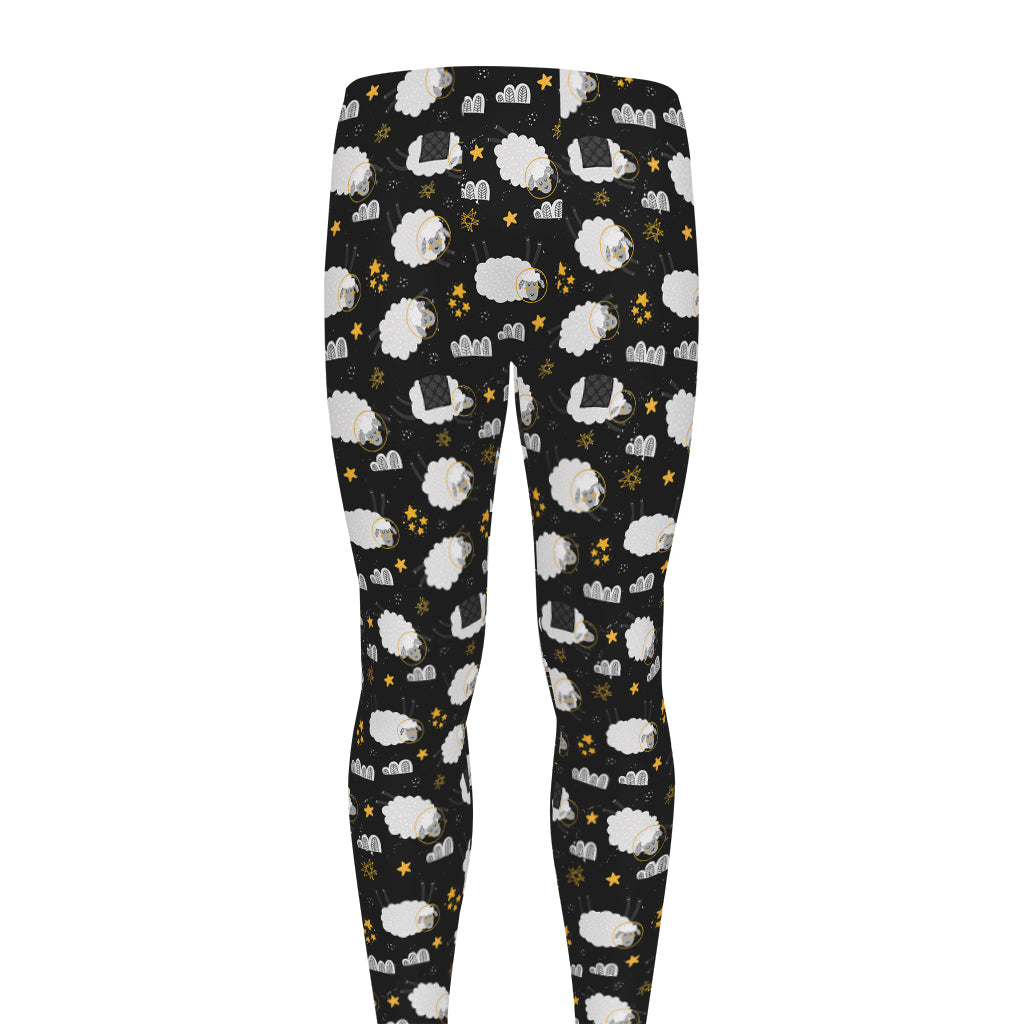 Sleeping Sheep Pattern Print Men's leggings