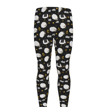 Sleeping Sheep Pattern Print Men's leggings