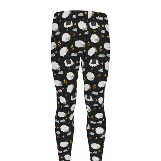 Sleeping Sheep Pattern Print Men's leggings