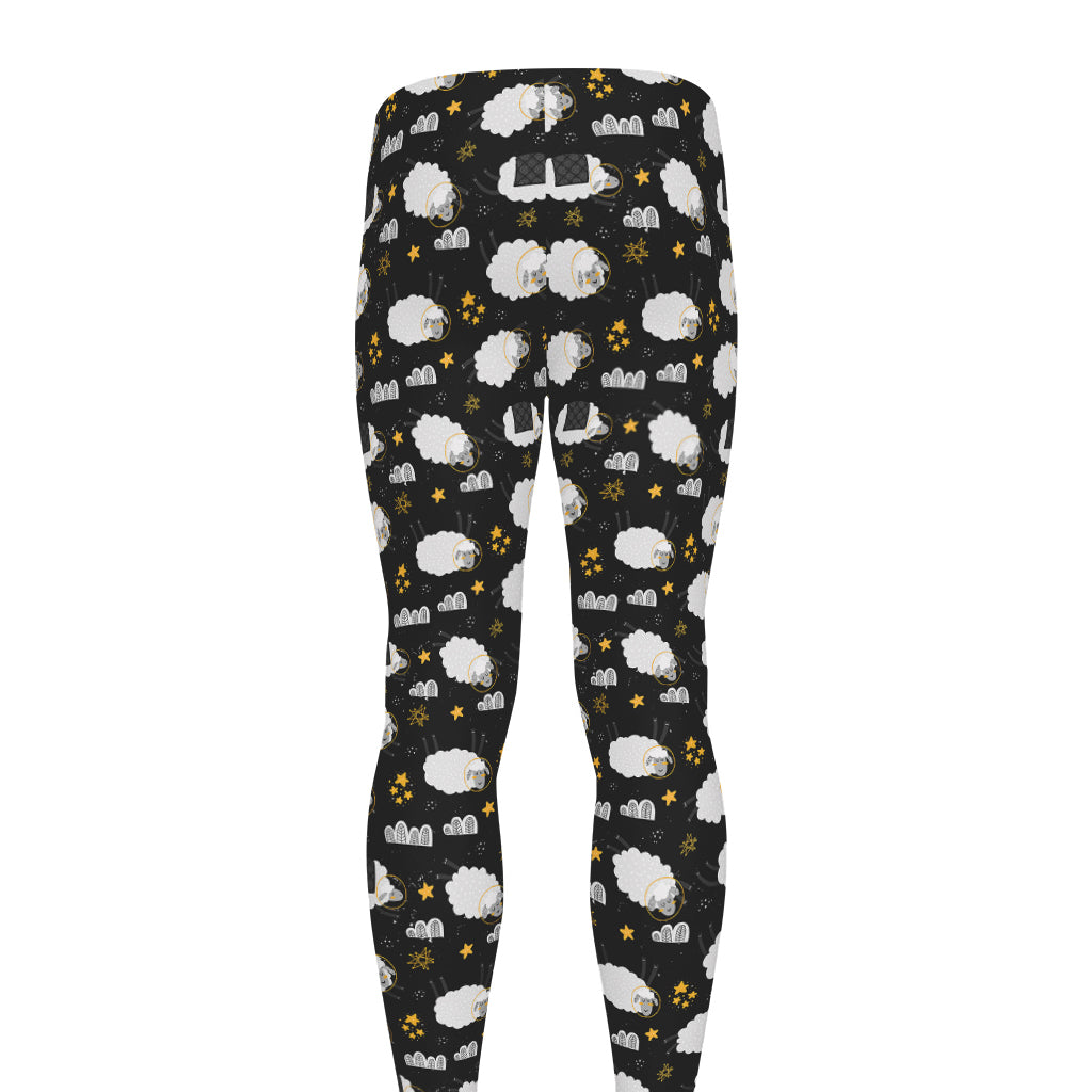 Sleeping Sheep Pattern Print Men's leggings
