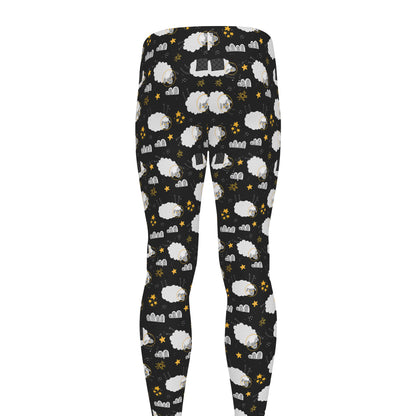 Sleeping Sheep Pattern Print Men's leggings