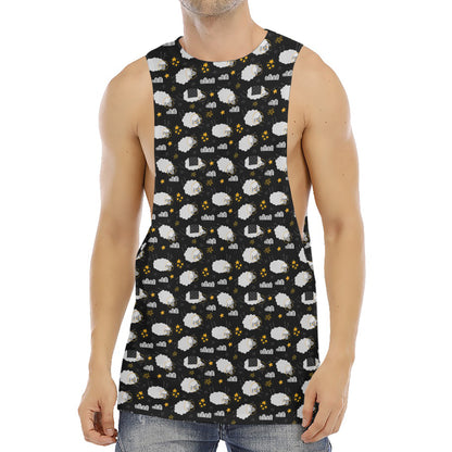 Sleeping Sheep Pattern Print Men's Muscle Tank Top