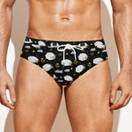 Sleeping Sheep Pattern Print Men's Swim Briefs