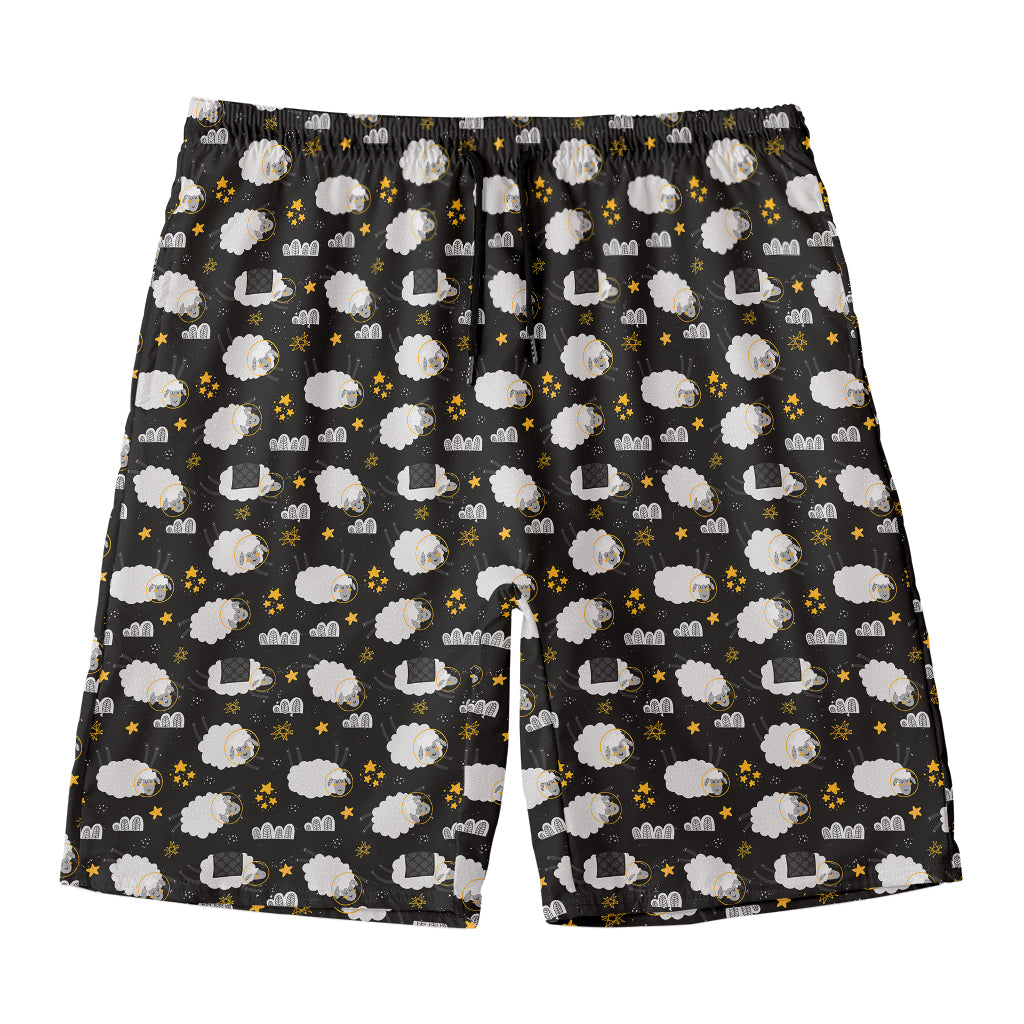 Sleeping Sheep Pattern Print Men's Swim Trunks