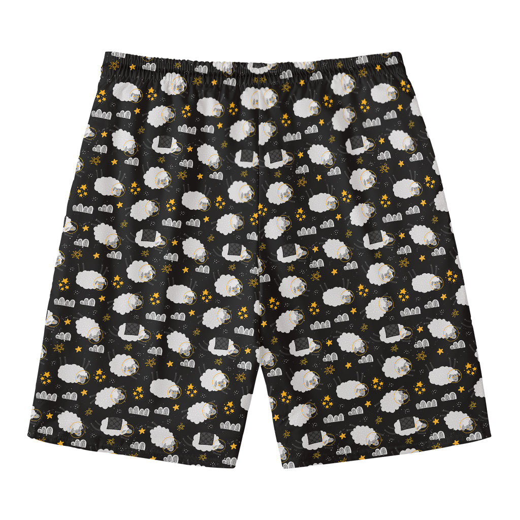Sleeping Sheep Pattern Print Men's Swim Trunks