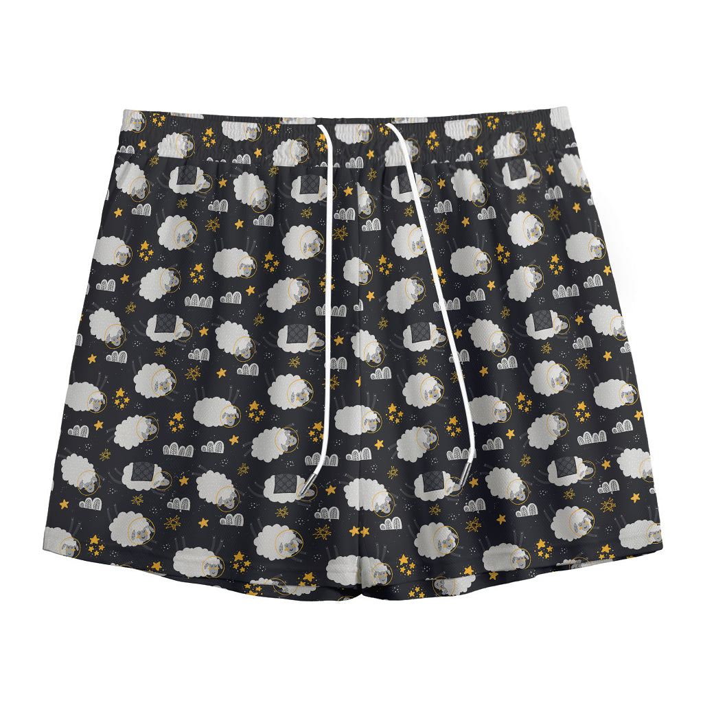 Sleeping Sheep Pattern Print Mesh Shorts