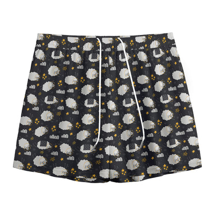 Sleeping Sheep Pattern Print Mesh Shorts