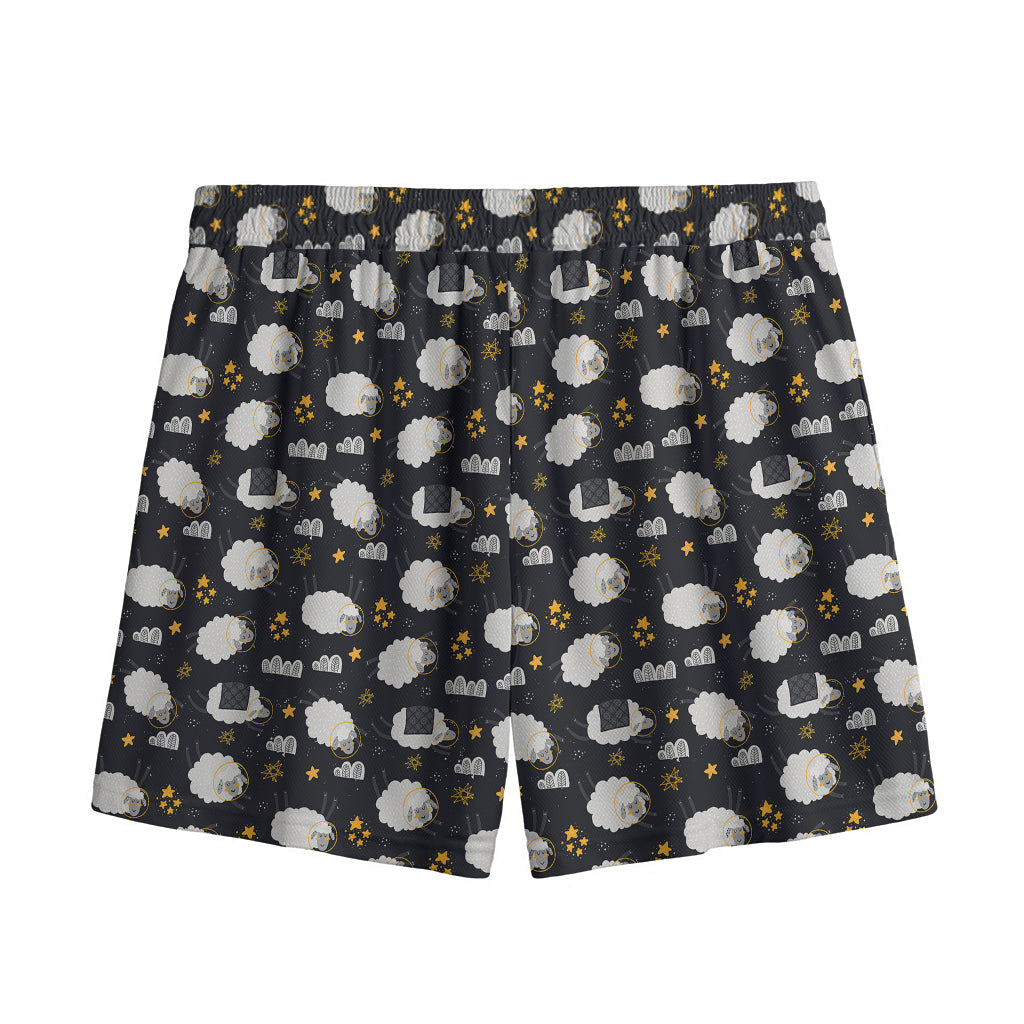 Sleeping Sheep Pattern Print Mesh Shorts