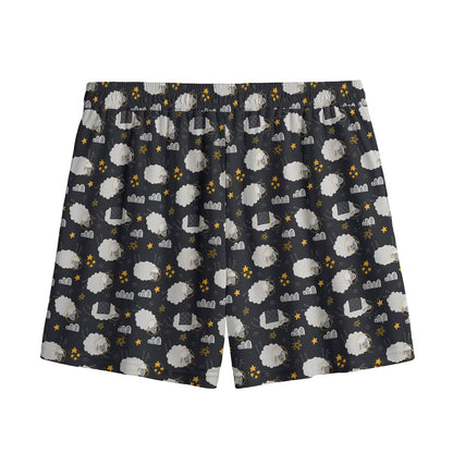 Sleeping Sheep Pattern Print Mesh Shorts