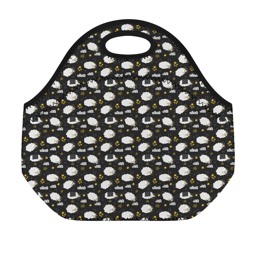 Sleeping Sheep Pattern Print Neoprene Lunch Bag