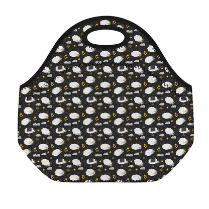 Sleeping Sheep Pattern Print Neoprene Lunch Bag