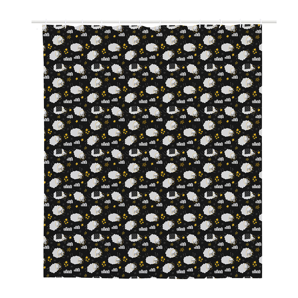 Sleeping Sheep Pattern Print Polyester Shower Curtain
