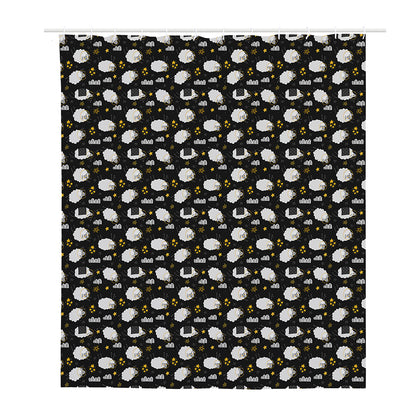 Sleeping Sheep Pattern Print Polyester Shower Curtain