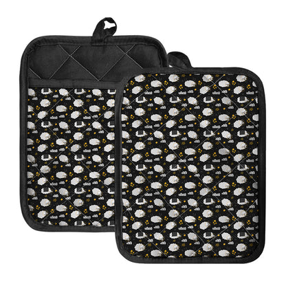 Sleeping Sheep Pattern Print Pot Holders With Pocket