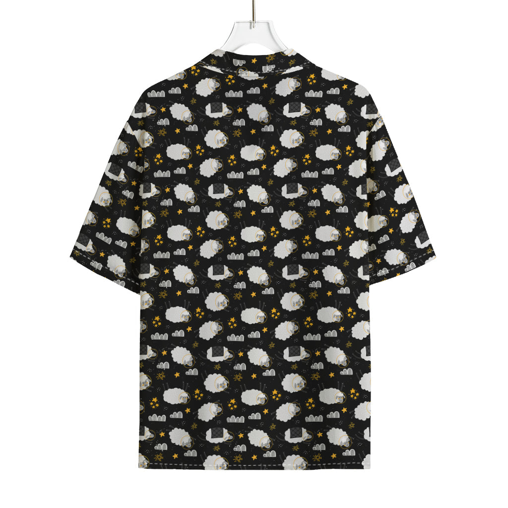 Sleeping Sheep Pattern Print Rayon Hawaiian Shirt