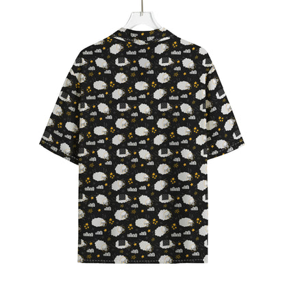 Sleeping Sheep Pattern Print Rayon Hawaiian Shirt