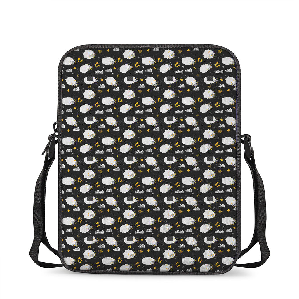 Sleeping Sheep Pattern Print Rectangular Crossbody Bag