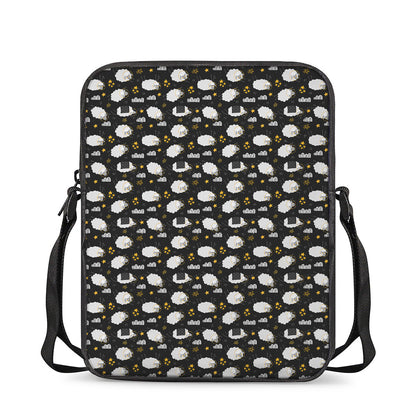 Sleeping Sheep Pattern Print Rectangular Crossbody Bag