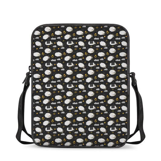 Sleeping Sheep Pattern Print Rectangular Crossbody Bag