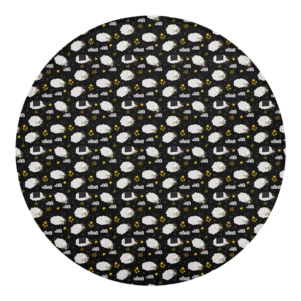 Sleeping Sheep Pattern Print Round Blanket