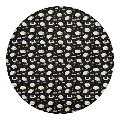 Sleeping Sheep Pattern Print Round Blanket