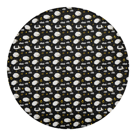Sleeping Sheep Pattern Print Round Blanket