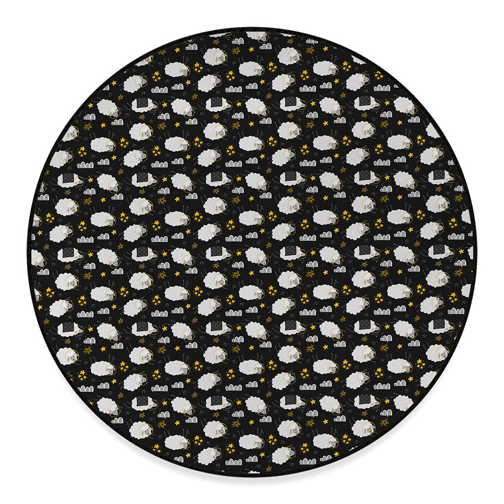 Sleeping Sheep Pattern Print Round Floor Mat