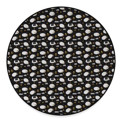 Sleeping Sheep Pattern Print Round Floor Mat
