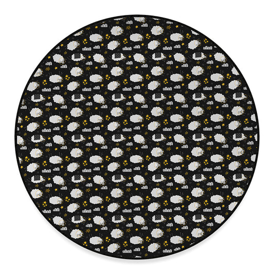 Sleeping Sheep Pattern Print Round Floor Mat