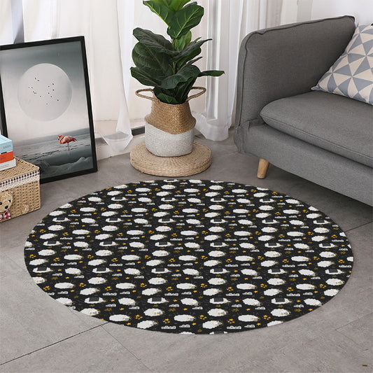 Sleeping Sheep Pattern Print Round Rug