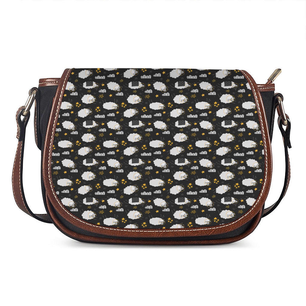 Sleeping Sheep Pattern Print Saddle Bag