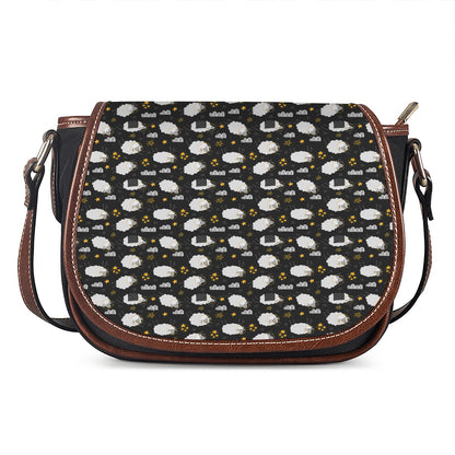 Sleeping Sheep Pattern Print Saddle Bag