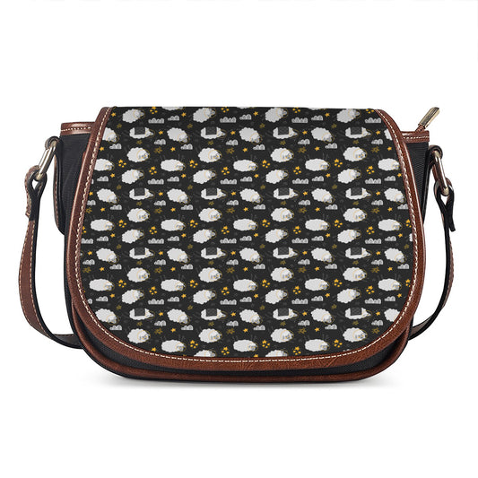 Sleeping Sheep Pattern Print Saddle Bag