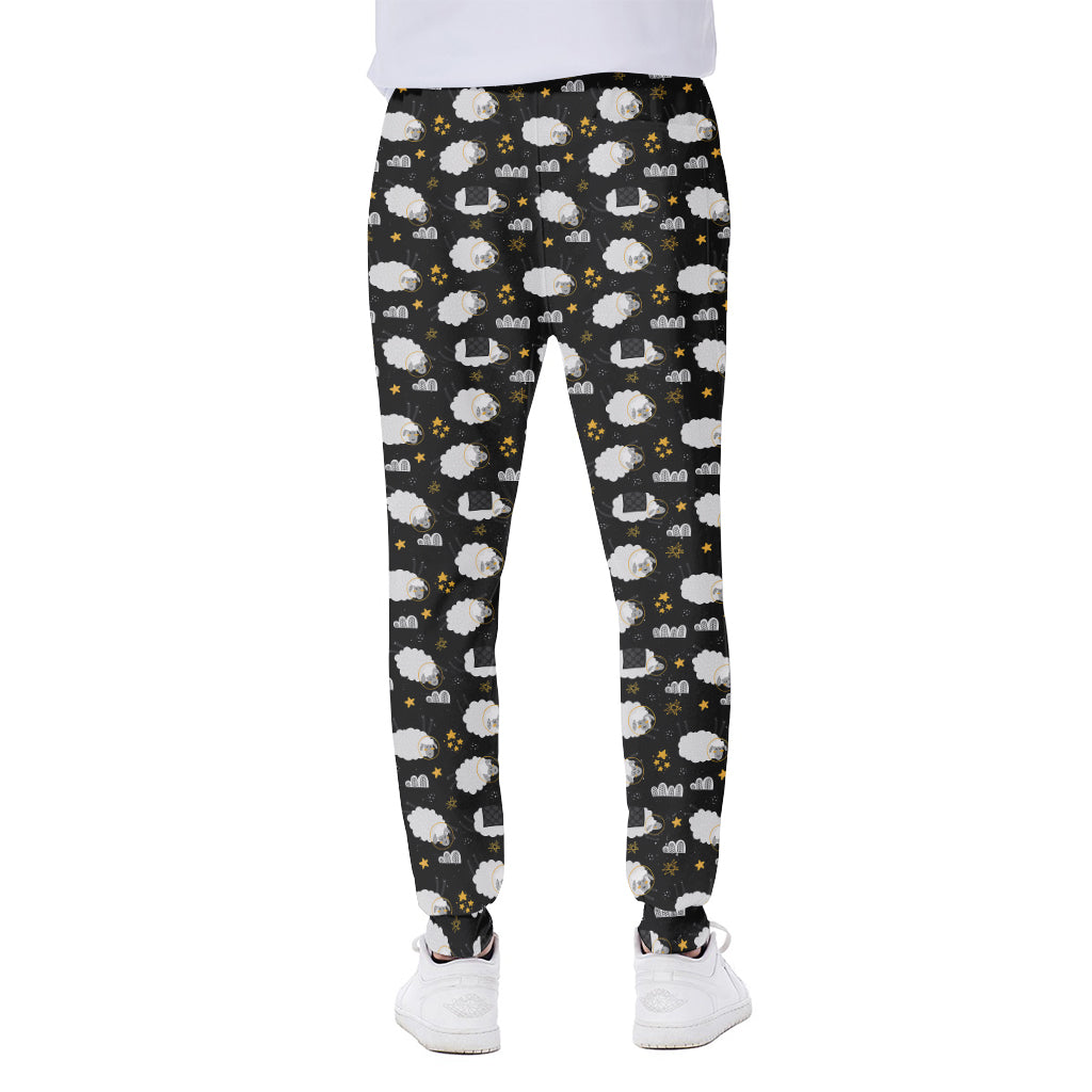 Sleeping Sheep Pattern Print Scuba Joggers