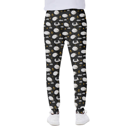 Sleeping Sheep Pattern Print Scuba Joggers