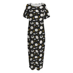 Sleeping Sheep Pattern Print Short Sleeve Long Nightdress