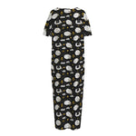 Sleeping Sheep Pattern Print Short Sleeve Long Nightdress